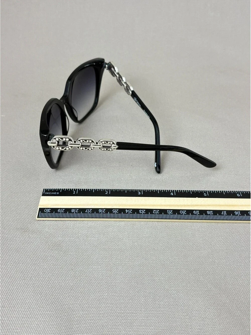 Brighton Contempo Linx Sunglasses Black Silver Chain Link Cat Eye Shades A13133
